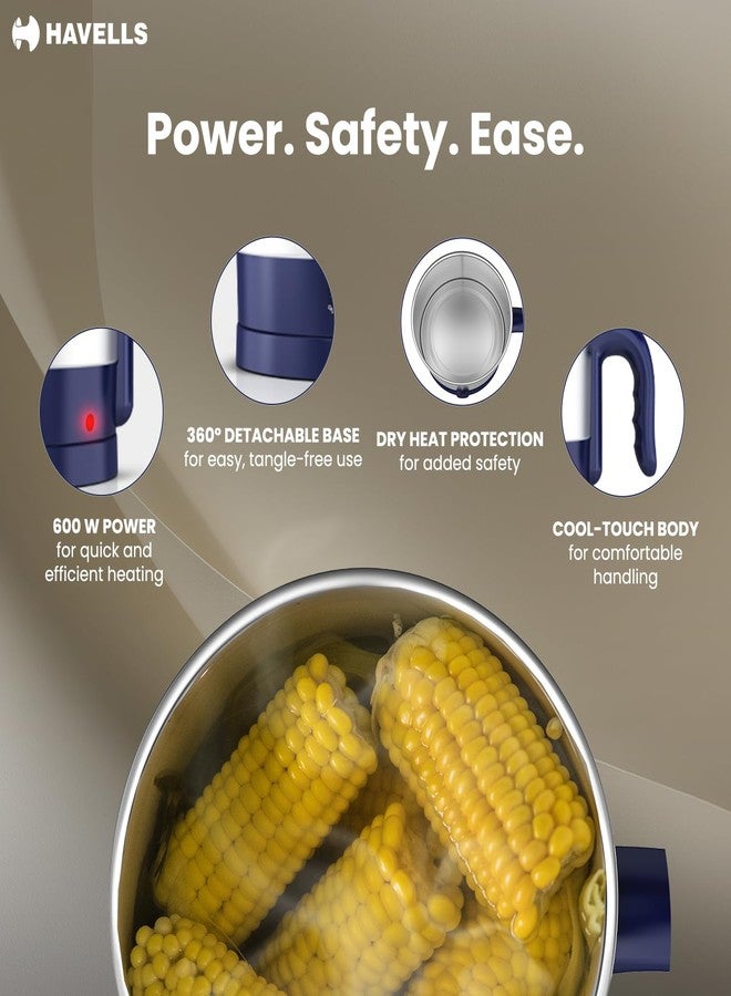 هافلز غلاية هافيلز ستيمور متعددة الاستخدامات | سعة 1.2 لتر | هيكل من مواد آمنة غذائيًا مع مقبض بارد الملمس | ملحقات تبخير متعددة | حماية أمان مزدوجة | 3 أوضاع لدرجة الحرارة (أزرق) - Image 4